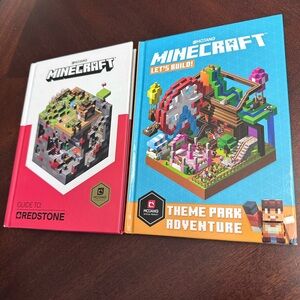 2 Minecraft Hardcover Books Guide to Redstone & Themepark Adventure